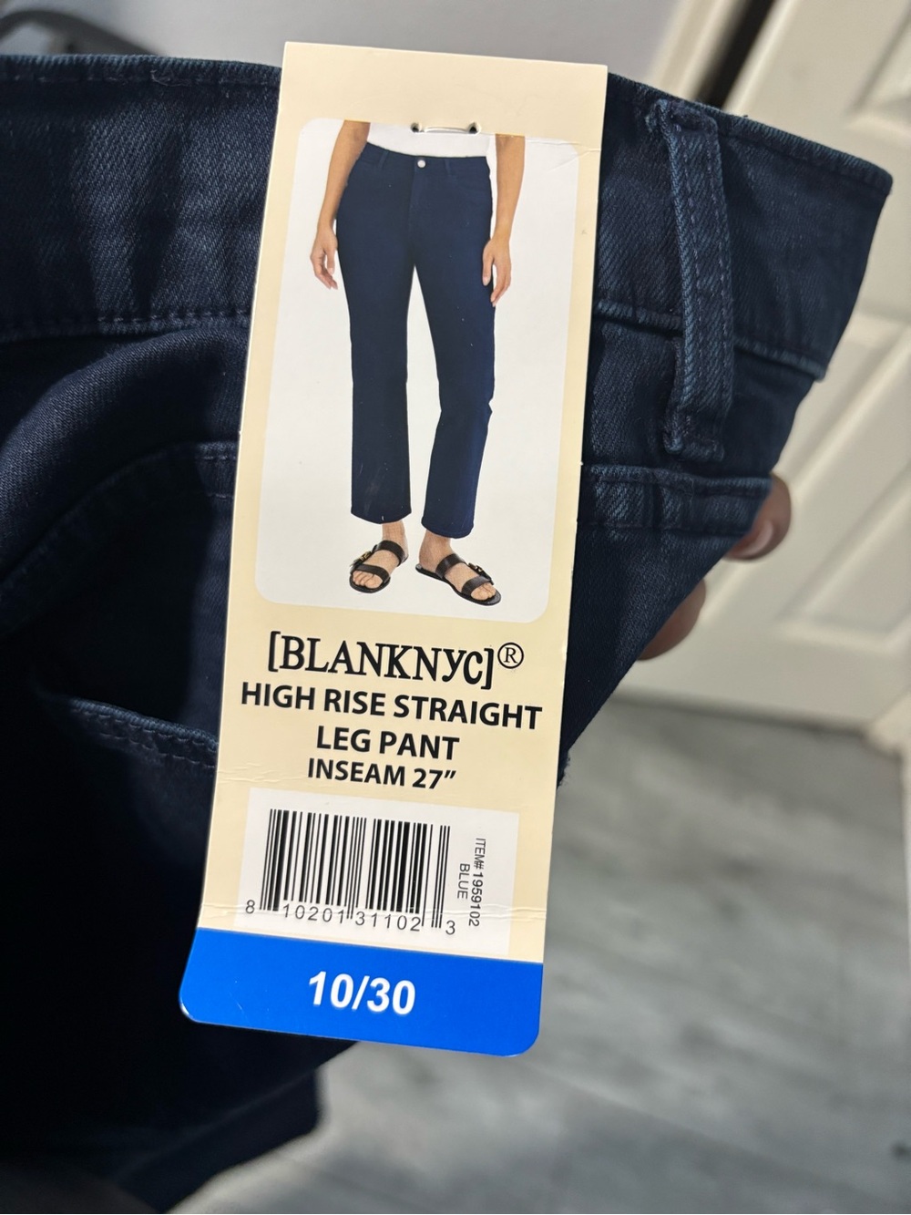Blank NYC High-Rise Straight Leg Jeans - Dark Blue